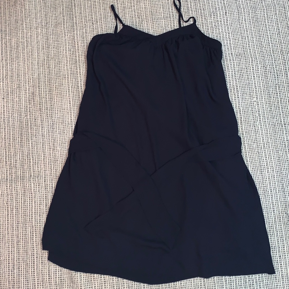 BANANA REPUBLIC NAVY BLUE FLOWY DRESS WITH BELT